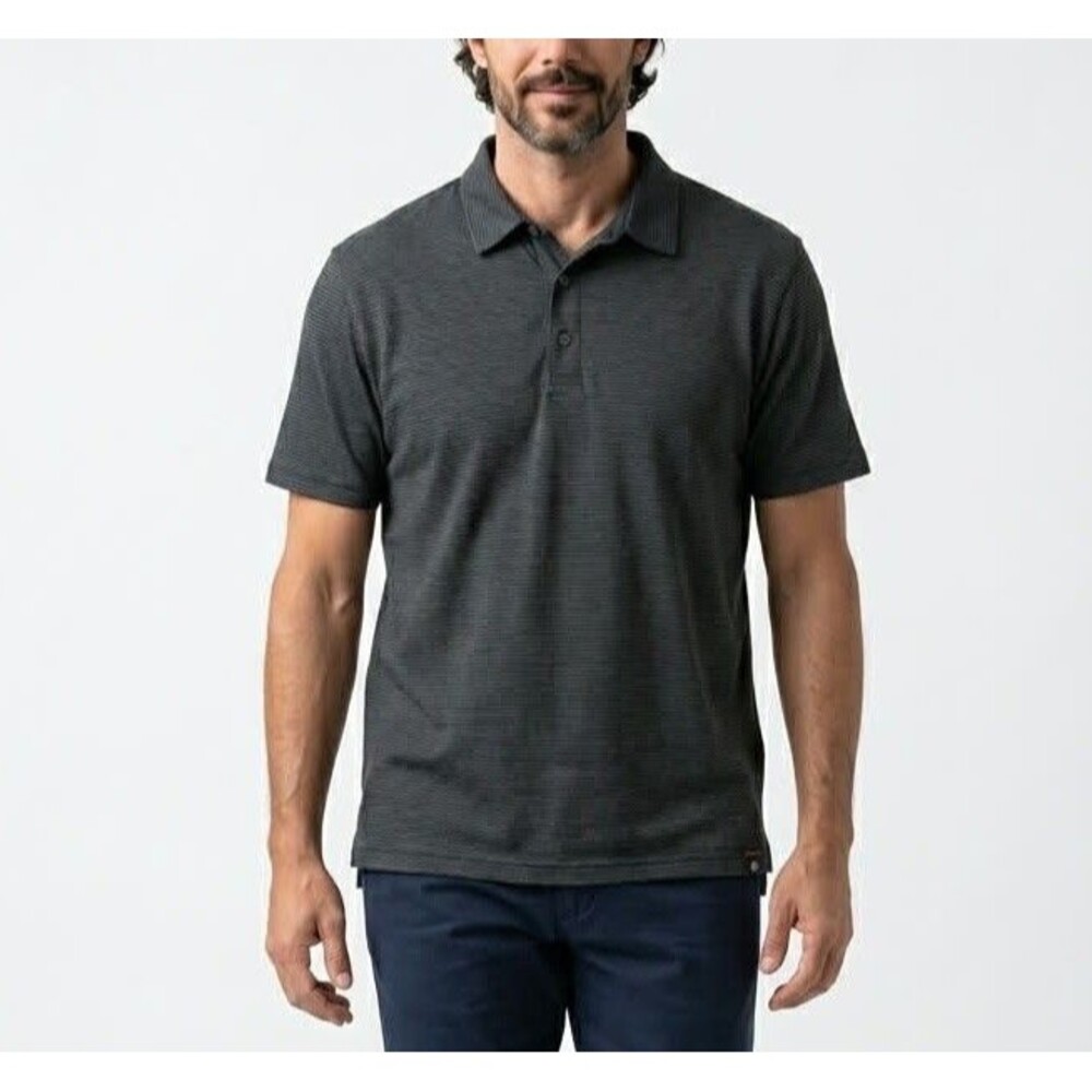 Grayers Clothiers Mens Size XL Gray Stripe Polo Short Sleeve Shirt